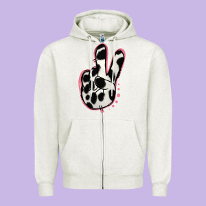 Black White Dalmatian Peace Sign Zipper Hoodie Designed By Jasminsmagicworld