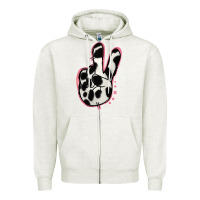 Oatmeal Heather Black White Dalmatian Peace Sign Zipper Hoodie - Jasminsmagicworld