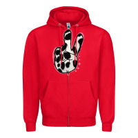 Red Black White Dalmatian Peace Sign Zipper Hoodie - Jasminsmagicworld