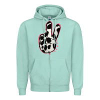Seafoam Black White Dalmatian Peace Sign Zipper Hoodie - Jasminsmagicworld