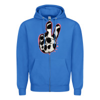True Royal Black White Dalmatian Peace Sign Zipper Hoodie - Jasminsmagicworld