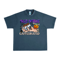Midnight Navy Dead Inside Caffeinated Urban Heavy Tee - CowhideDigitalArt