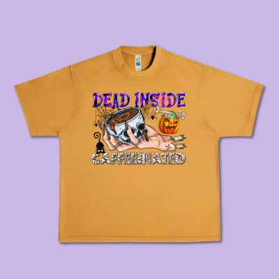 Dead Inside Caffeinated Urban Heavy Tee Designed By Cowhidedigitalart