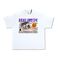 White Dead Inside Caffeinated Urban Heavy Tee - CowhideDigitalArt