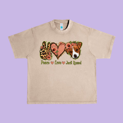 Peace Love Jack Russel Urban Heavy Tee Designed By Jasminsmagicworld