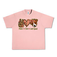 Salmon Peace Love Jack Russel Urban Heavy Tee - Jasminsmagicworld