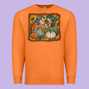 Pumpkins With Sunflowers Premium Sweatshirt Designed By Ranaportraitstore