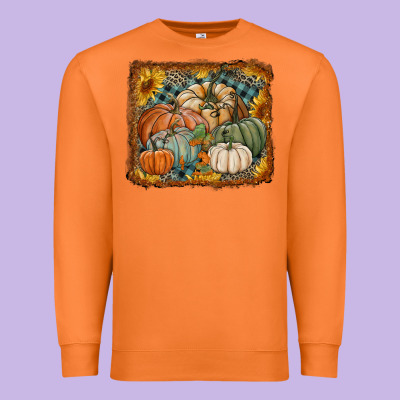 Pumpkins With Sunflowers Premium Sweatshirt Designed By Ranaportraitstore