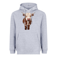 Heather Grey hereford cow Heavyweight Hoodie - RanaPortraitStore
