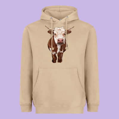Hereford Cow Heavyweight Hoodie Designed By Ranaportraitstore