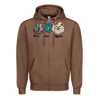 Chestnut peace love pomeranian Zipper Hoodie - RanaPortraitStore