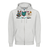 Dove Grey peace love pomeranian Zipper Hoodie - RanaPortraitStore