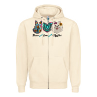 Sandshell peace love pomeranian Zipper Hoodie - RanaPortraitStore