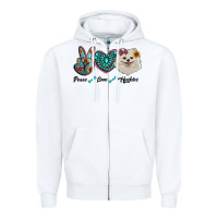 White peace love pomeranian Zipper Hoodie - RanaPortraitStore