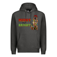 Charcoal Heather merry and bright german shepherd Premium Hoodie - RanaPortraitStore