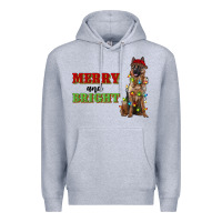 Heather Grey merry and bright german shepherd Premium Hoodie - RanaPortraitStore