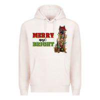 Pale Pink merry and bright german shepherd Premium Hoodie - RanaPortraitStore