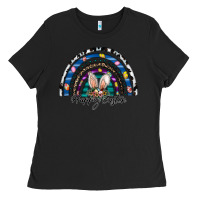 Black happy easter rainbow Ladies Tee - CowhideDigitalArt
