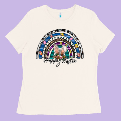 Happy Easter Rainbow Ladies Tee Designed By Cowhidedigitalart