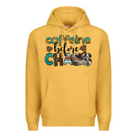 Mustard western caffeine before chaos Premium Hoodie - BarkalooDesign
