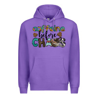 Purple western caffeine before chaos Premium Hoodie - BarkalooDesign