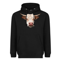 Black hereford cow head Heavyweight Hoodie - RanaPortraitStore