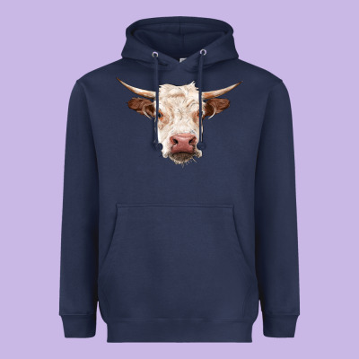 Hereford Cow Head Heavyweight Hoodie Designed By Ranaportraitstore