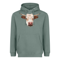 Sage hereford cow head Heavyweight Hoodie - RanaPortraitStore