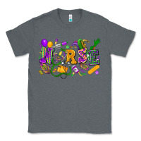 Charcoal Heather Nurse Mardi Gras Classic Tee - FaDigitalArtStudio