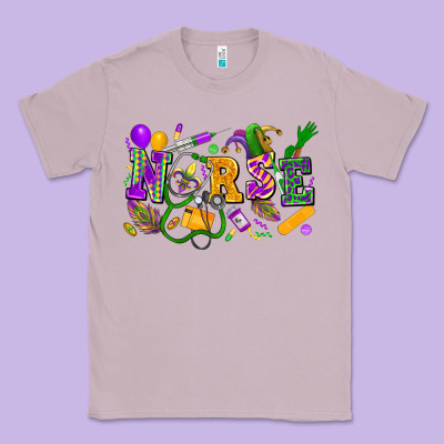 Nurse Mardi Gras Classic Tee Designed By Fadigitalartstudio