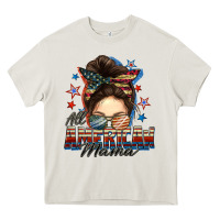 Cream All American mama messy bun 4th of july Heavy Core Tee - FaDigitalArtStudio