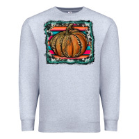 Heather Grey leopard pumpkin with serape background Premium Sweatshirt - RanaPortraitStore
