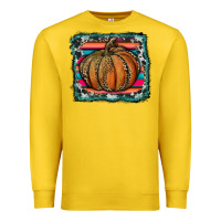 Lemon leopard pumpkin with serape background Premium Sweatshirt - RanaPortraitStore