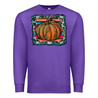 Purple leopard pumpkin with serape background Premium Sweatshirt - RanaPortraitStore