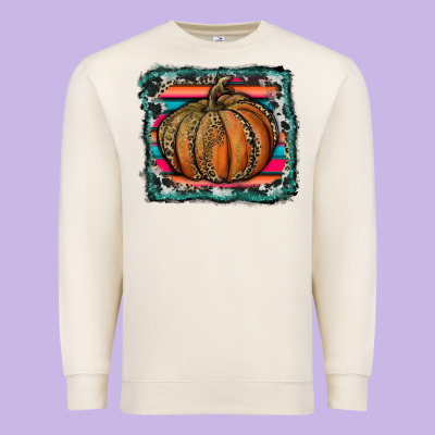 Leopard Pumpkin With Serape Background Premium Sweatshirt Designed By Ranaportraitstore