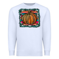 White leopard pumpkin with serape background Premium Sweatshirt - RanaPortraitStore