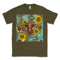 Army Green western highland cow Classic Tee - BarkalooDesign