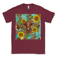 Burgundy western highland cow Classic Tee - BarkalooDesign