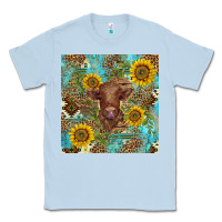 Dusty Blue western highland cow Classic Tee - BarkalooDesign
