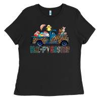 Black Happy Easter truck Ladies Tee - CowhideDigitalArt
