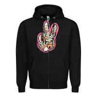 Black Jack Russel Peace Sign Zipper Hoodie - Jasminsmagicworld