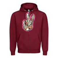 Burgundy Jack Russel Peace Sign Zipper Hoodie - Jasminsmagicworld