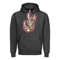 Charcoal Heather Jack Russel Peace Sign Zipper Hoodie - Jasminsmagicworld