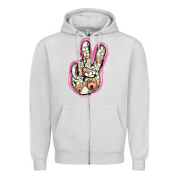 Dove Grey Jack Russel Peace Sign Zipper Hoodie - Jasminsmagicworld