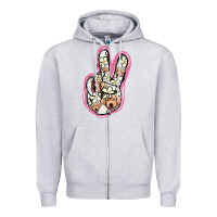 Heather Grey Jack Russel Peace Sign Zipper Hoodie - Jasminsmagicworld