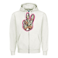 Oatmeal Heather Jack Russel Peace Sign Zipper Hoodie - Jasminsmagicworld