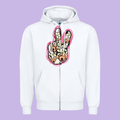 Jack Russel Peace Sign Zipper Hoodie Designed By Jasminsmagicworld