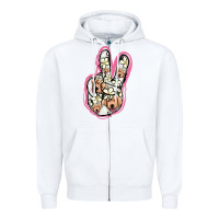 White Jack Russel Peace Sign Zipper Hoodie - Jasminsmagicworld