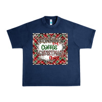 Navy Running on Coffee And Christmas Urban Heavy Tee - CowhideDigitalArt