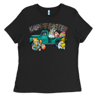 Black Happy Easter truck Ladies Tee - CowhideDigitalArt